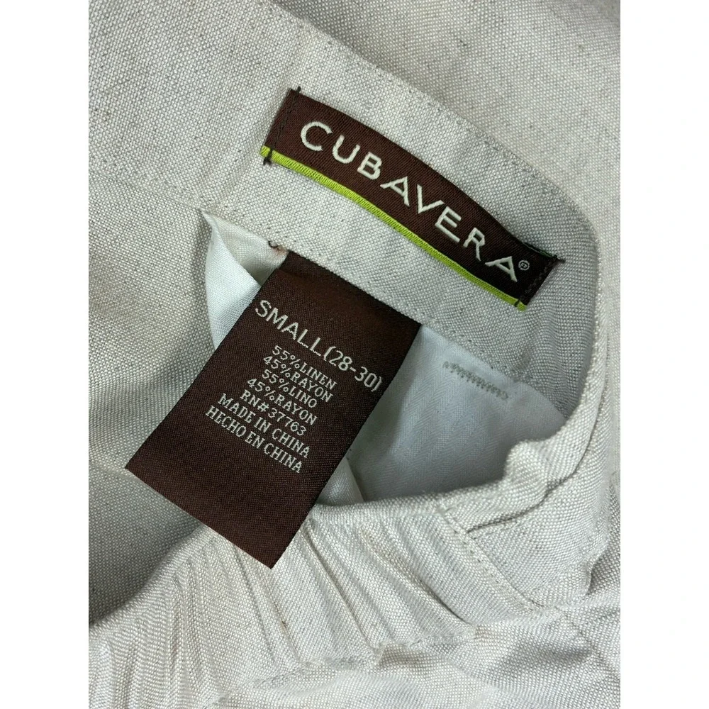 Cubavera Men's Linen Blend Casual Drawstring Pants Beige Small (28-30) #0405